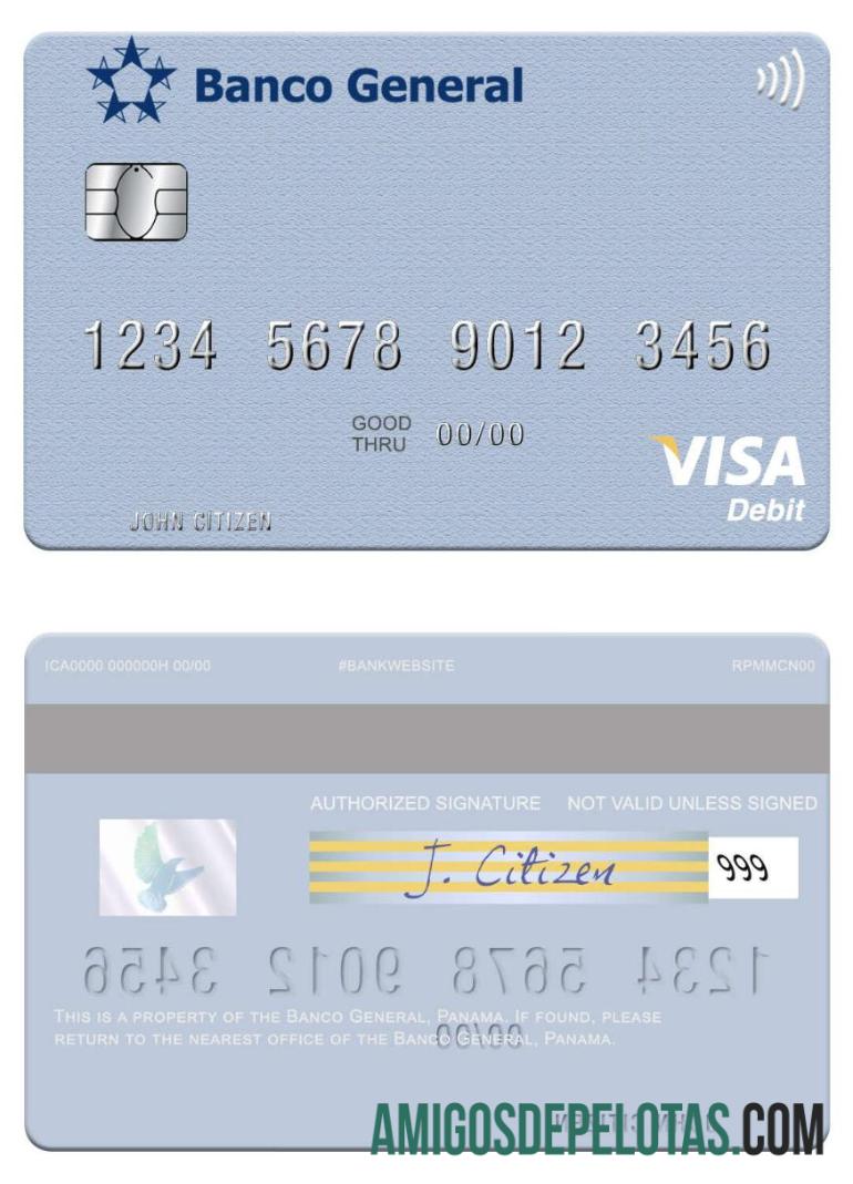 Panama Banco General Visa Debit Card download for verification